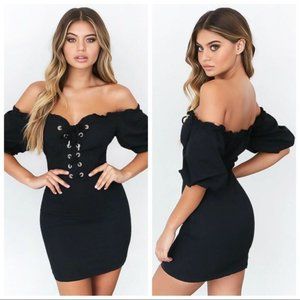 I.AM.GIA Alya Off-The-Shoulder Black Corset Dress